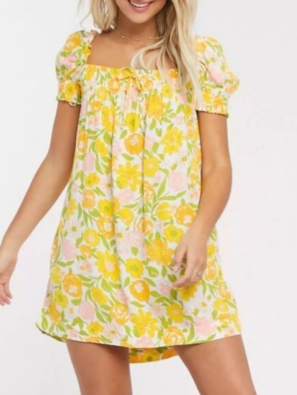 Faithfull The Brand Fleur Square Mini Dress In Jolene Floral Sz 8/L Like New